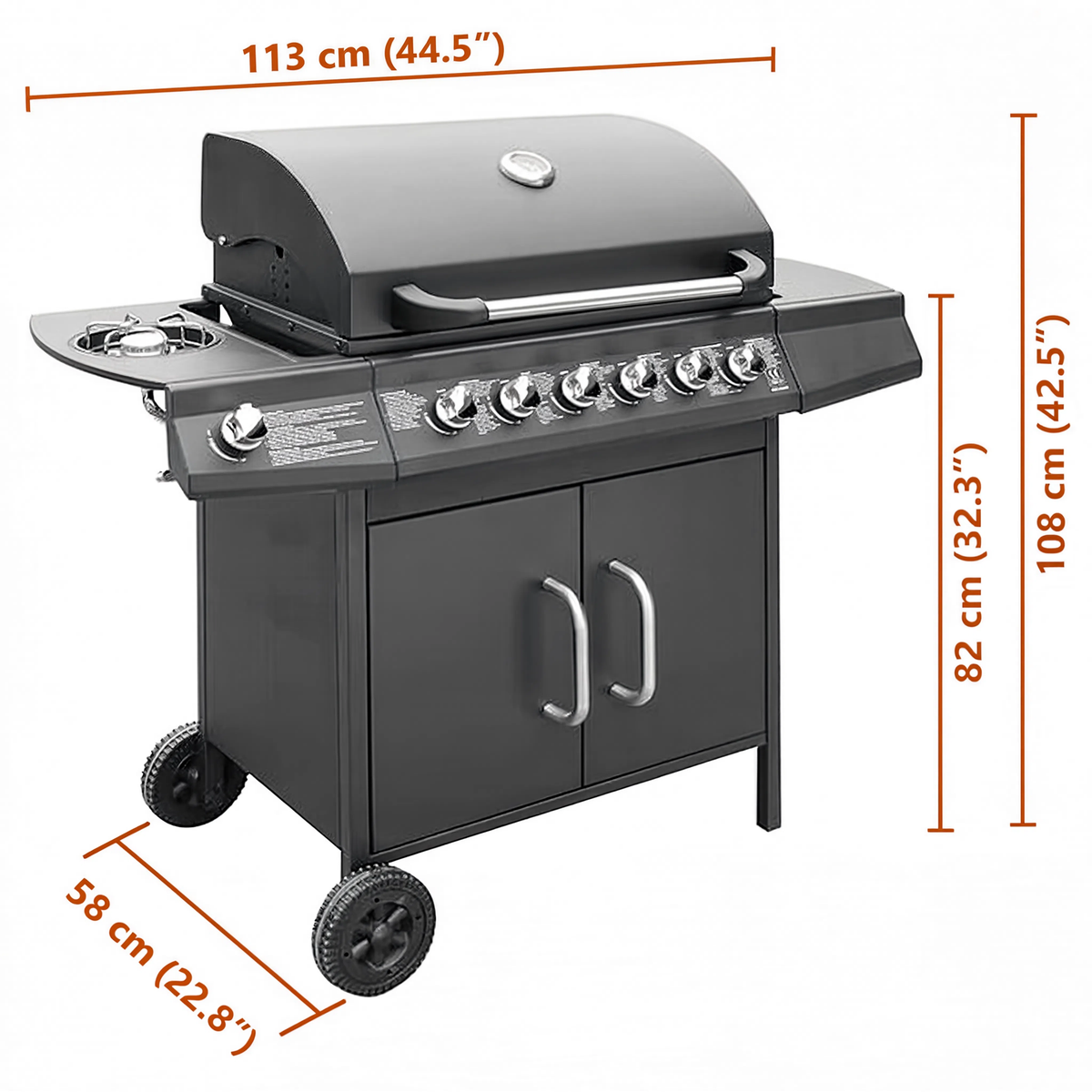 Barbecue gaz 6+1 zone de cuisson